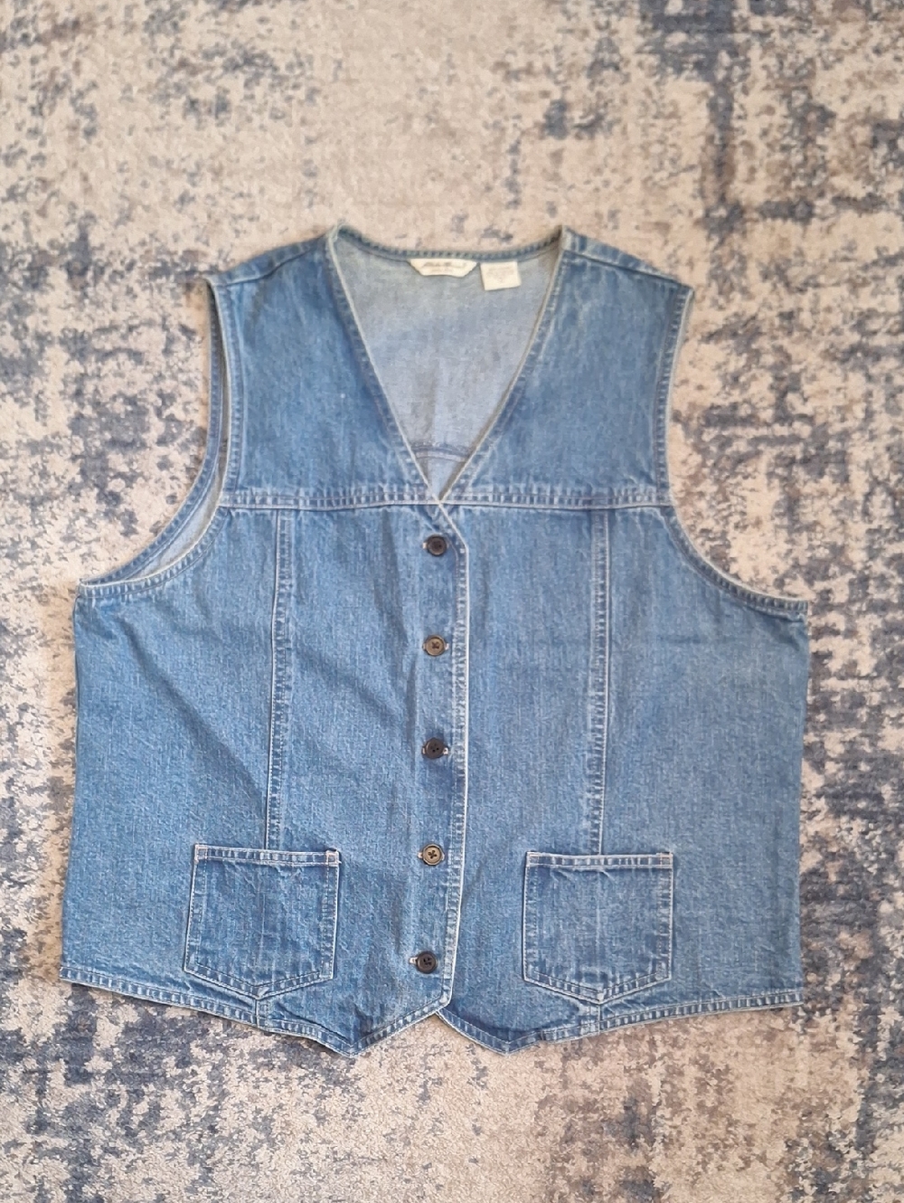 Eddie Bauer Vintage Medium Wash Denim Button Up Vest Size XL Tall
